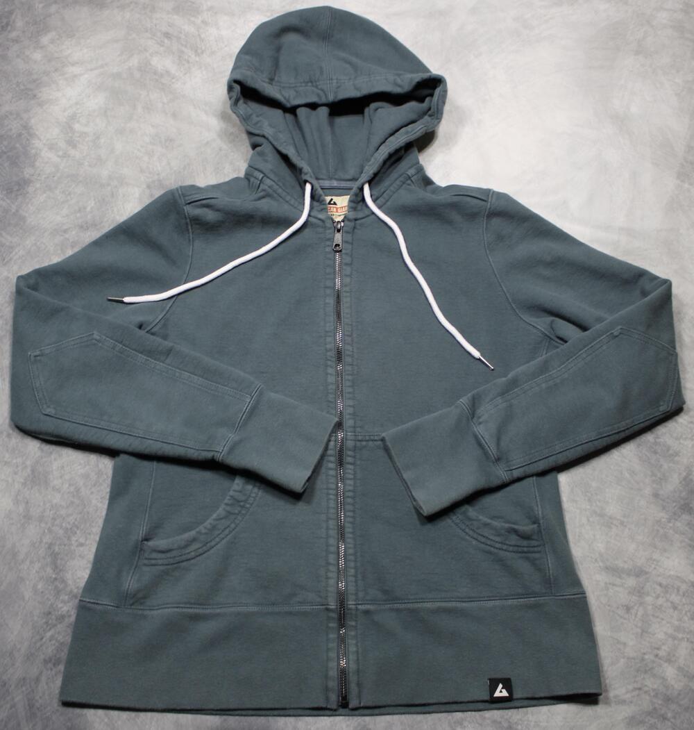 American Giant Hoodie Womens Large Blue Full Zip Fleece Sweatshirt Made USA